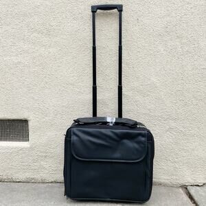 Fellowes Black Leather Underseat Carry-on Rolling Suitcase Laptop Bag